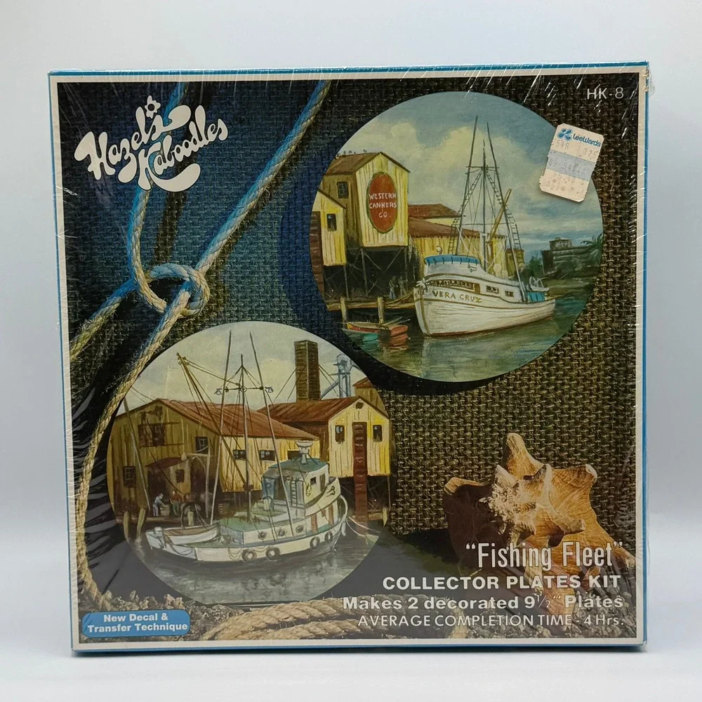 Vintage Hazel Pearson Kaboodles Fishing Fleet Collector Plates Kit HK-8 New